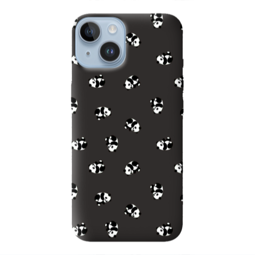 Apple iPhone 14  Small Pandas Black Colored Silicone TPU Θήκη