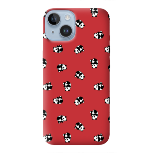 Apple iPhone 14 Plus Small Pandas Red Colored Silicone TPU Θήκη