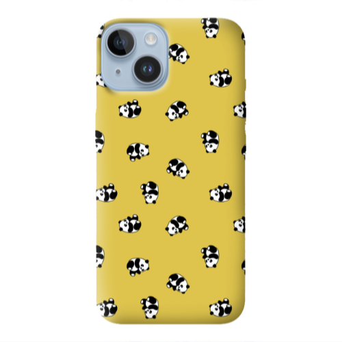 Apple iPhone 14 Plus Small Pandas Yellow Colored Silicone TPU Θήκη