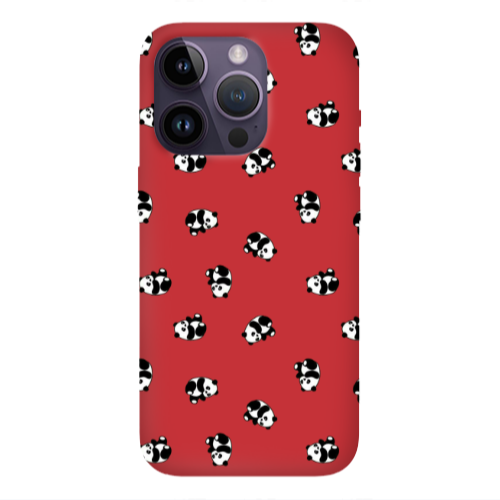 Apple iPhone 14 Pro  Small Pandas Red Colored Silicone TPU Θήκη