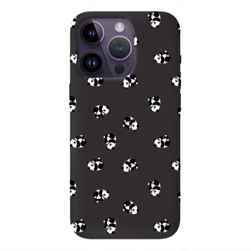 Apple iPhone 14 Pro Max Small Pandas Black Colored Silicone TPU Θήκη