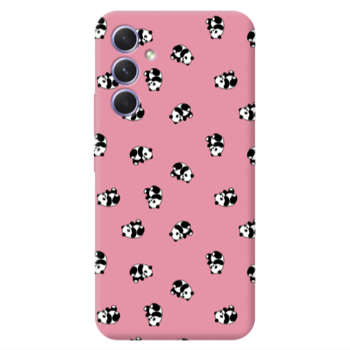 Samsung A54 Small Pandas Pink Colored Silicone TPU Θήκη