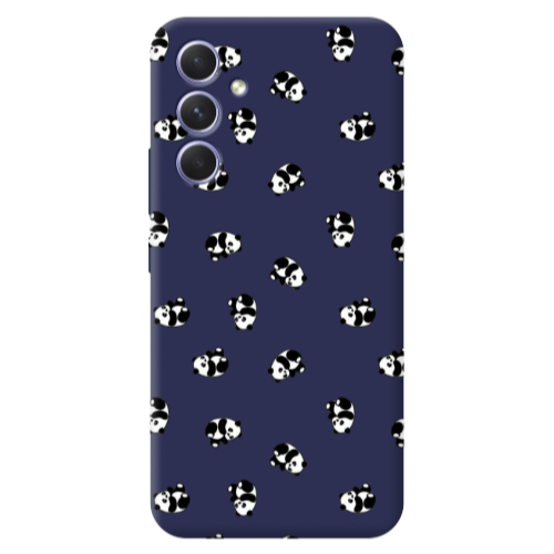 Samsung A54 Small Pandas Dark blue Colored Silicone TPU Θήκη
