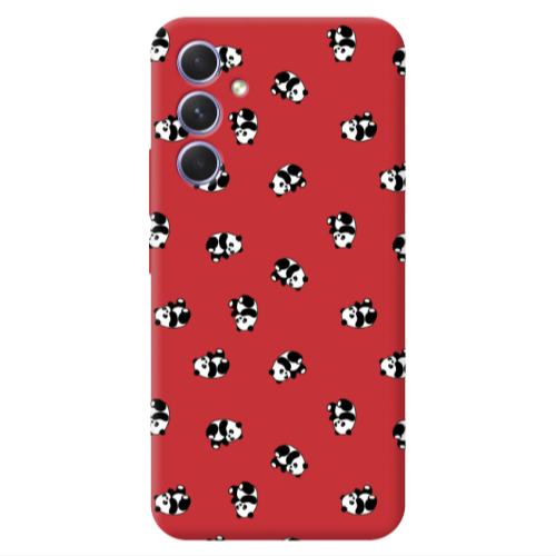Samsung A54 Small Pandas Red Colored Silicone TPU Θήκη