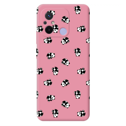 Xiaomi Redmi 12C Small Pandas Pink Colored Silicone TPU Θήκη