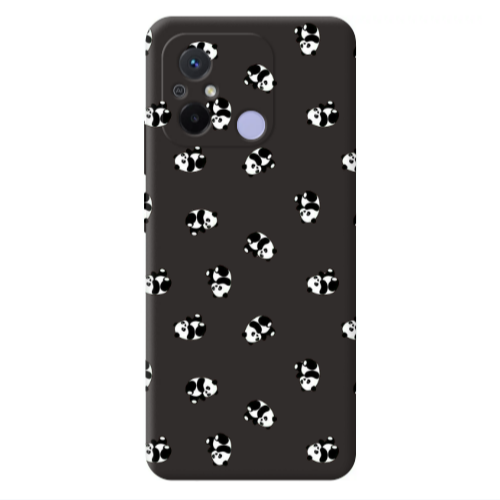Xiaomi Redmi 12C Small Pandas Black Colored Silicone TPU Θήκη