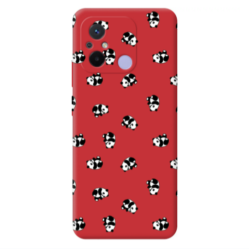 Xiaomi Redmi 12C Small Pandas Red Colored Silicone TPU Θήκη