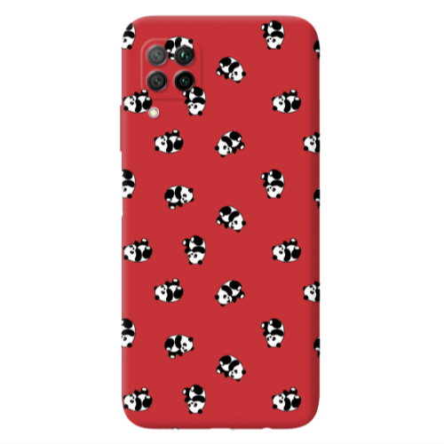 Huawei P40 Lite Small Pandas Red Colored Silicone TPU Θήκη
