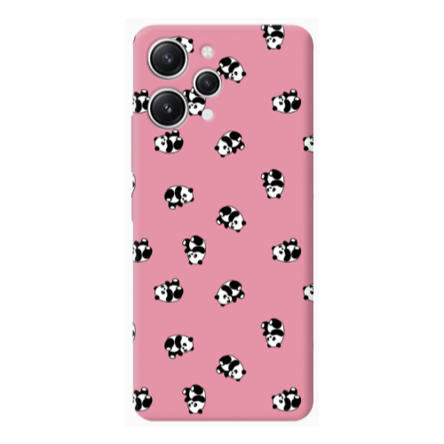 Xiaomi Redmi 12 Small Pandas Pink Colored Silicone TPU Θήκη
