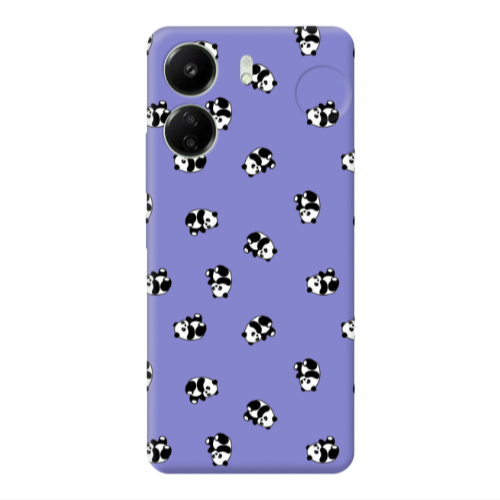 Xiaomi Redmi 13C Small Pandas Purple Colored Silicone TPU Θήκη