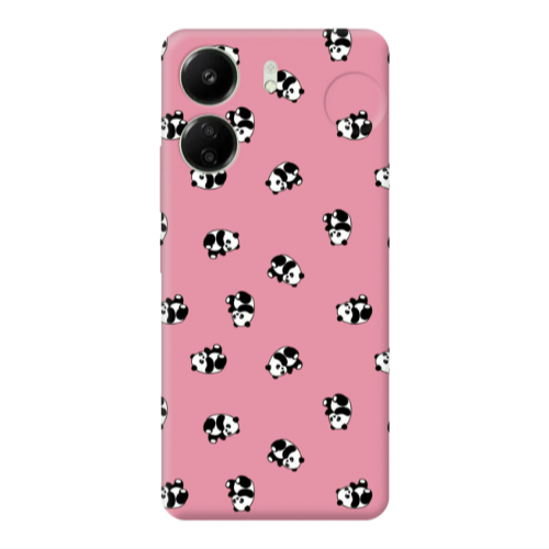 Xiaomi Redmi 13C Small Pandas Pink Colored Silicone TPU Θήκη