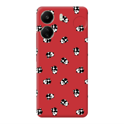Xiaomi Redmi 13C Small Pandas Red Colored Silicone TPU Θήκη