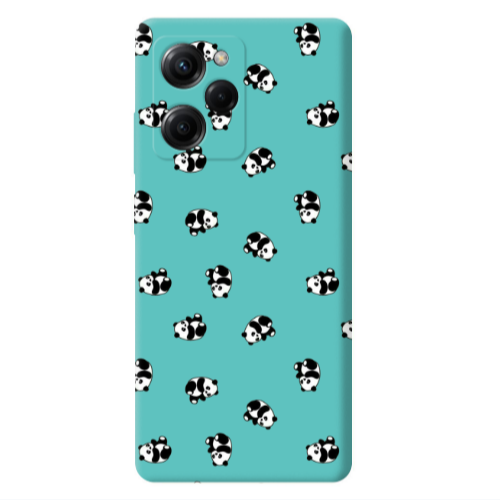 Xiaomi Poco X5 Pro Small Pandas Turquoise Colored Silicone TPU Θήκη