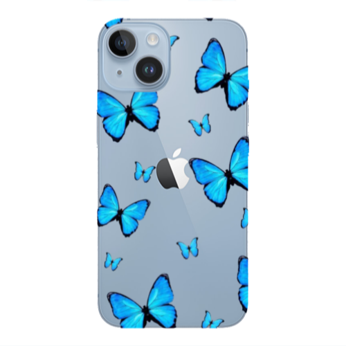 Apple iPhone 14  Mix Butterfly Transparent Silicone TPU Θήκη