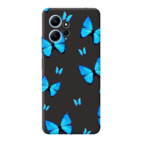 Xiaomi Redmi Note 12 4G Mix Butterfly Black Colored Silicone TPU Θήκη
