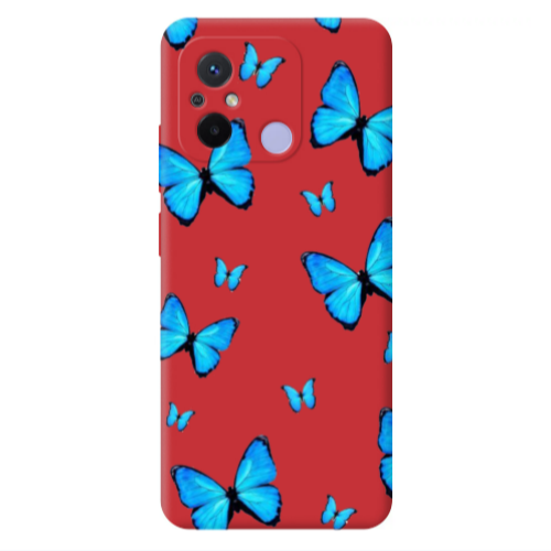 Xiaomi Redmi 12C Mix Butterfly Red Colored Silicone TPU Θήκη