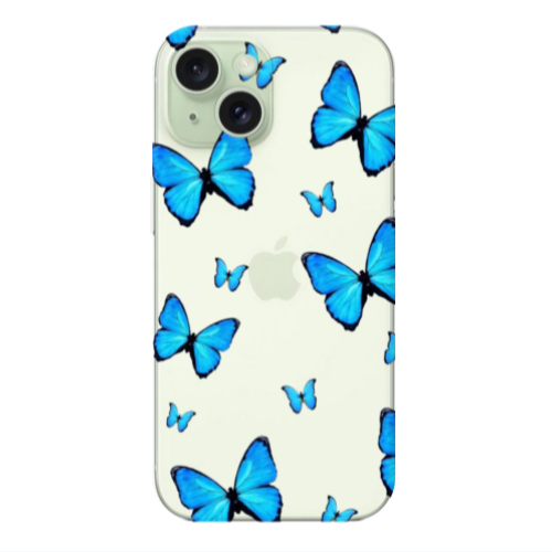 Apple iPhone 15 Mix Butterfly Transparent Silicone TPU Θήκη