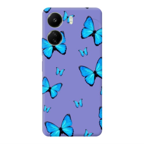 Xiaomi Redmi 13C Mix Butterfly Purple Colored Silicone TPU Θήκη