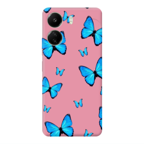 Xiaomi Redmi 13C Mix Butterfly Pink Colored Silicone TPU Θήκη