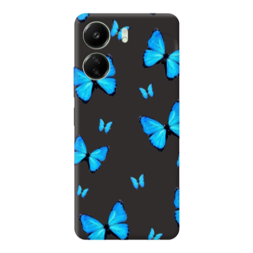 Xiaomi Redmi 13C Mix Butterfly Black Colored Silicone TPU Θήκη