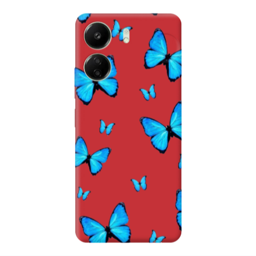 Xiaomi Redmi 13C Mix Butterfly Red Colored Silicone TPU Θήκη