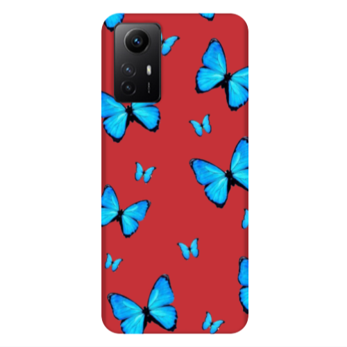 Xiaomi Redmi Note 12s Mix Butterfly Red Colored Silicone TPU Θήκη