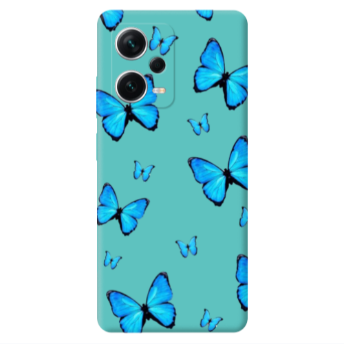 Xiaomi Poco X5 Mix Butterfly Turquoise Colored Silicone TPU Θήκη