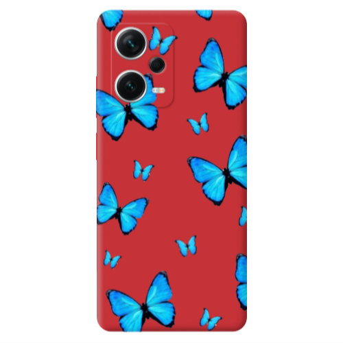 Xiaomi Poco X5 Mix Butterfly Red Colored Silicone TPU Θήκη