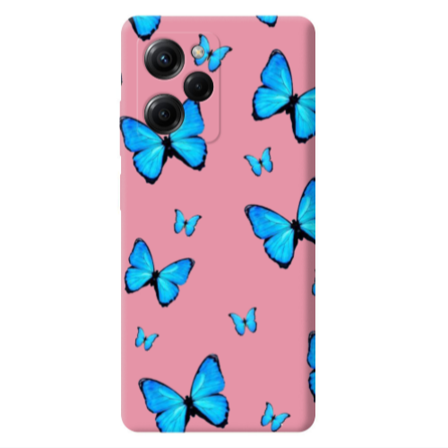 Xiaomi Poco X5 Pro Mix Butterfly Pink Colored Silicone TPU Θήκη