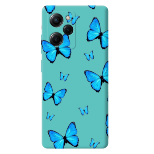 Xiaomi Poco X5 Pro Mix Butterfly Turquoise Colored Silicone TPU Θήκη