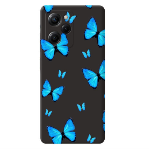 Xiaomi Poco X5 Pro Mix Butterfly Black Colored Silicone TPU Θήκη
