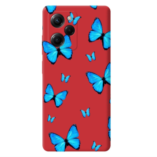 Xiaomi Poco X5 Pro Mix Butterfly Red Colored Silicone TPU Θήκη