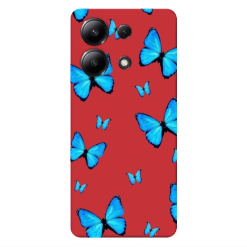 Xiaomi Redmi Note 13 4G Mix Butterfly Red Colored Silicone TPU Θήκη