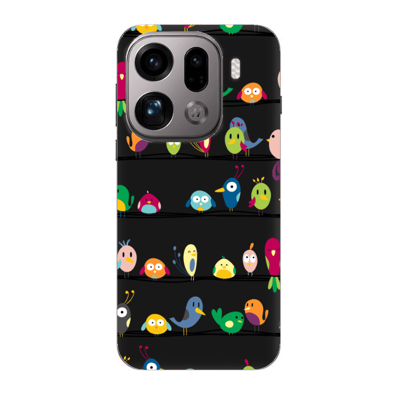Oppo Find X9 Pro birds Black Colored Silicone TPU Θήκη