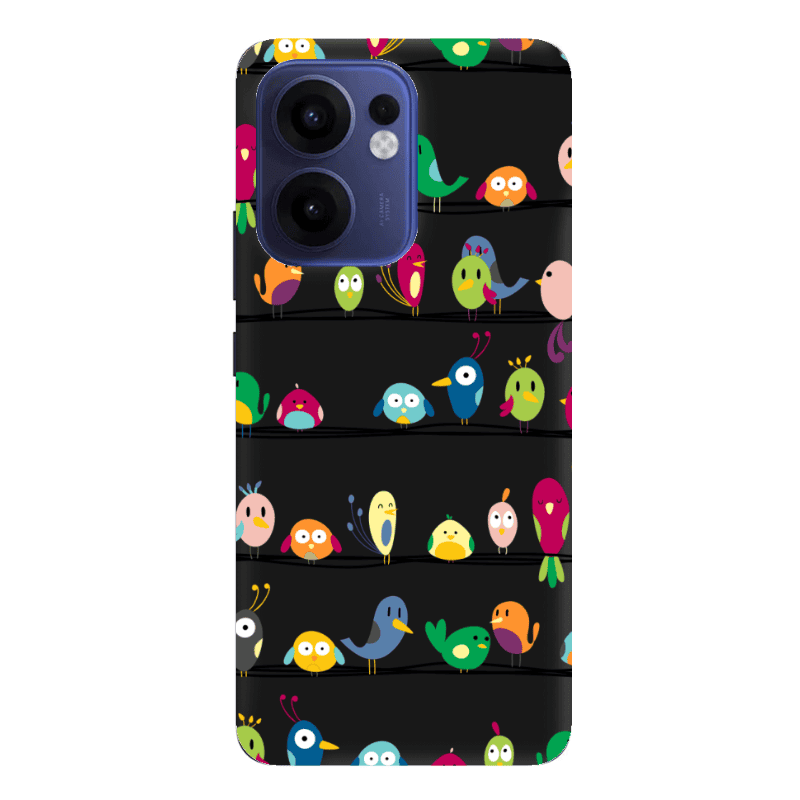 Oppo Reno13 FS birds Black Colored Silicone TPU Θήκη