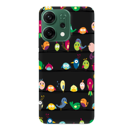 Oppo RENO 14 birds Black Colored Silicone TPU Θήκη