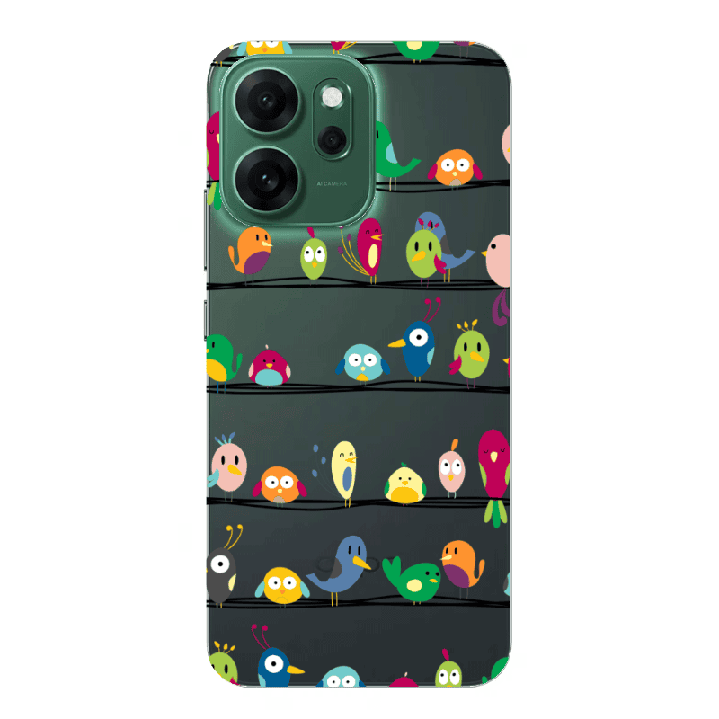 Oppo 14 F birds Transparent Silicone TPU Θήκη