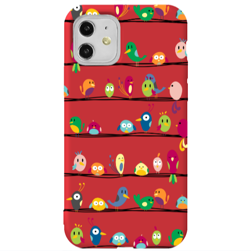 Apple iPhone 11  birds Red Colored Silicone TPU Θήκη