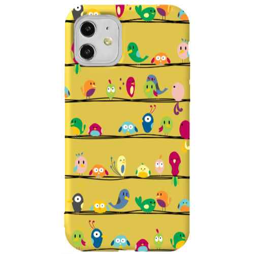 Apple iPhone 11  birds Yellow Colored Silicone TPU Θήκη