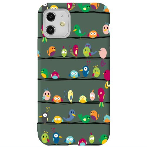 Apple iPhone 11  birds Dark Green Colored Silicone TPU Θήκη