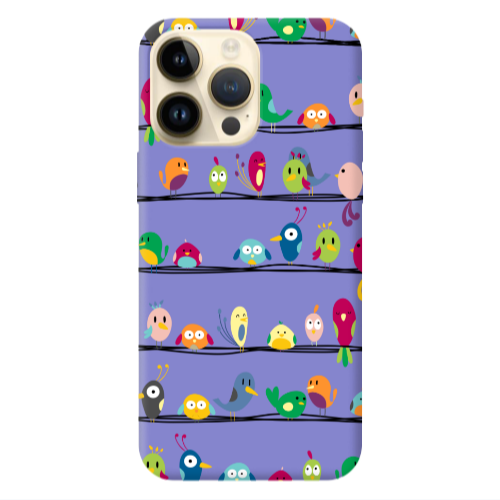 Apple iPhone 13 Pro Max birds Purple Colored Silicone TPU Θήκη