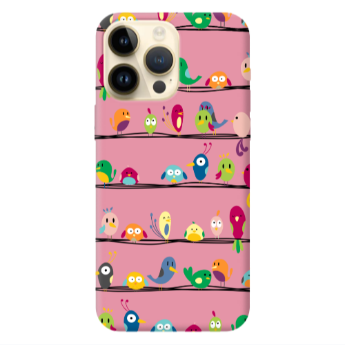 Apple iPhone 13 Pro Max birds Pink Colored Silicone TPU Θήκη
