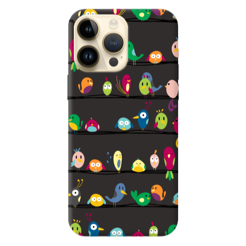 Apple iPhone 13 Pro Max birds Black Colored Silicone TPU Θήκη
