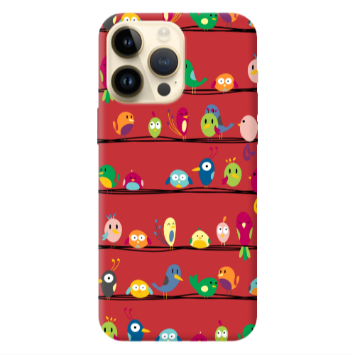 Apple iPhone 13 Pro Max birds Red Colored Silicone TPU Θήκη