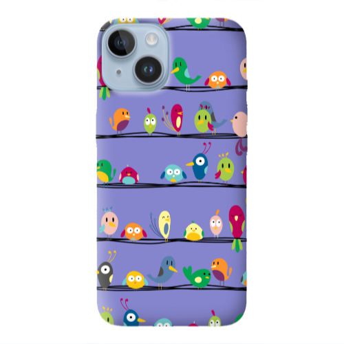 Apple iPhone 14 Plus birds Purple Colored Silicone TPU Θήκη
