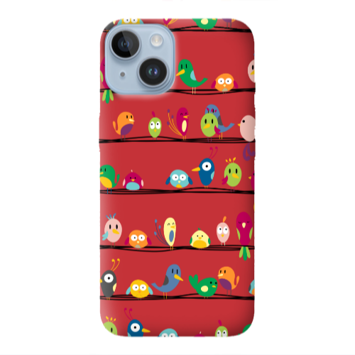 Apple iPhone 14 Plus birds Red Colored Silicone TPU Θήκη