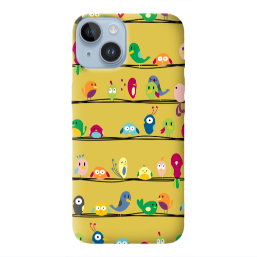 Apple iPhone 14 Plus birds Yellow Colored Silicone TPU Θήκη