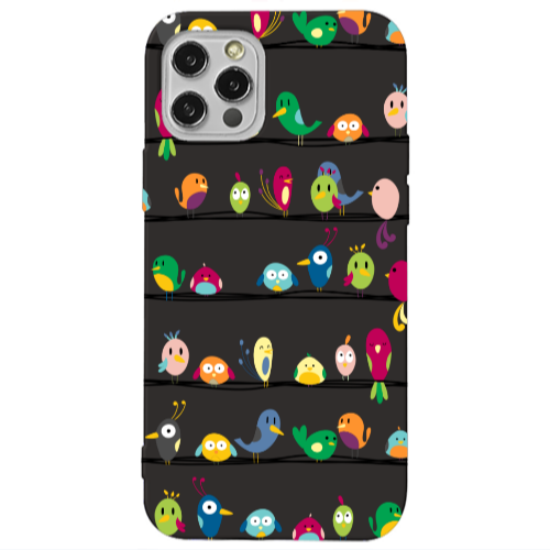 Apple iPhone 13 Pro birds Black Colored Silicone TPU Θήκη