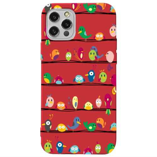Apple iPhone 13 Pro birds Red Colored Silicone TPU Θήκη