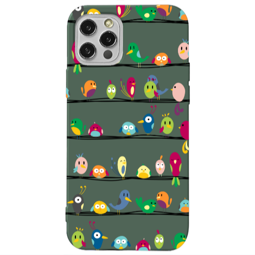 Apple iPhone 13 Pro birds Dark Green Colored Silicone TPU Θήκη